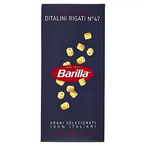 Barilla Pasta Ditalini Rigati N.47, Pastina di Semola di Grano Duro 100% Italiano, Confezione da 500g