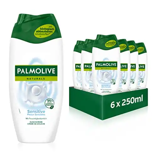 Palmolive Naturals Sensitive - Gel doccia 6 x 250 ml, crema doccia con latte idratante