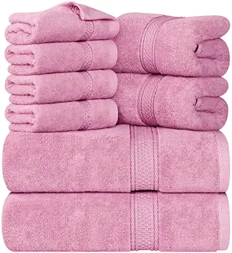 Utopia Towels-Set Di 8 Pezzi, 2 Asciugamani, 2 Asciugamani e 4 Strofinacci, 100% Cotone Filato