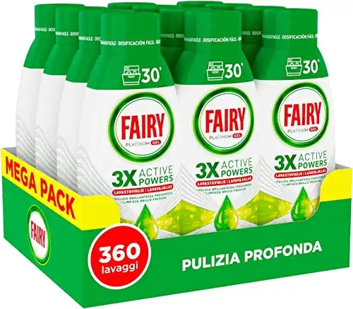Fairy Detersivo Lavastoviglie Gel Liquido, 360 Lavaggi, Confezione Da 12 Bottiglie
